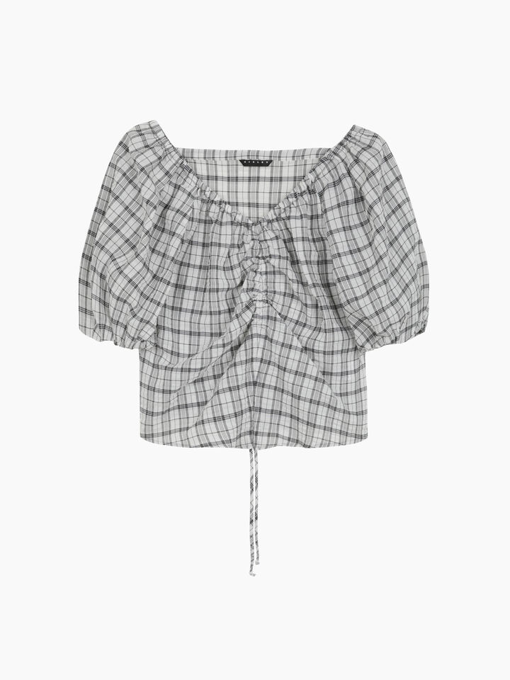 White check blouse with rouching - null - White | Sisley K image number 1